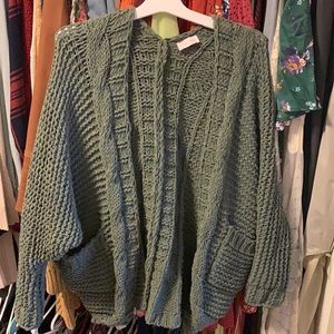 Pink Lily forest green cardigan